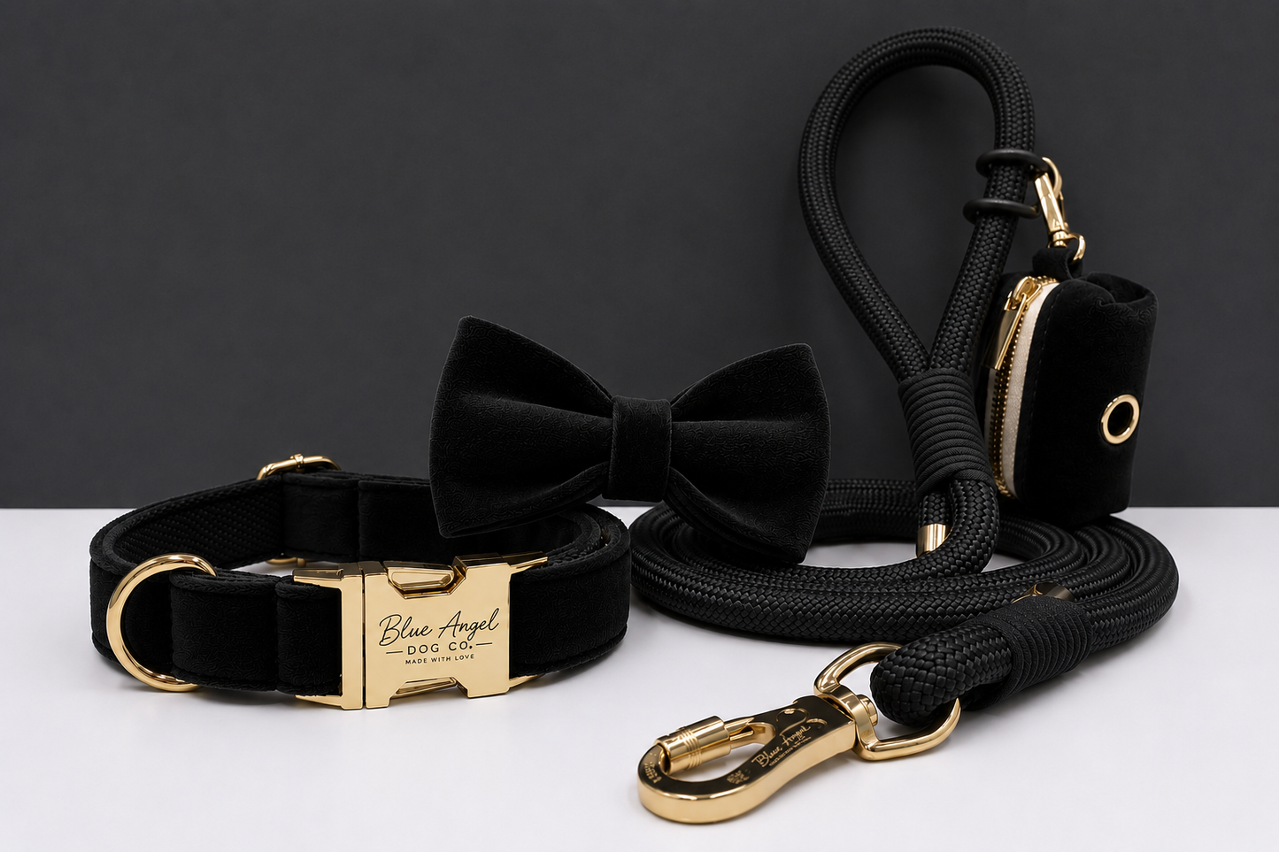 Velvet Collar & Leash Set with Bow Tie
