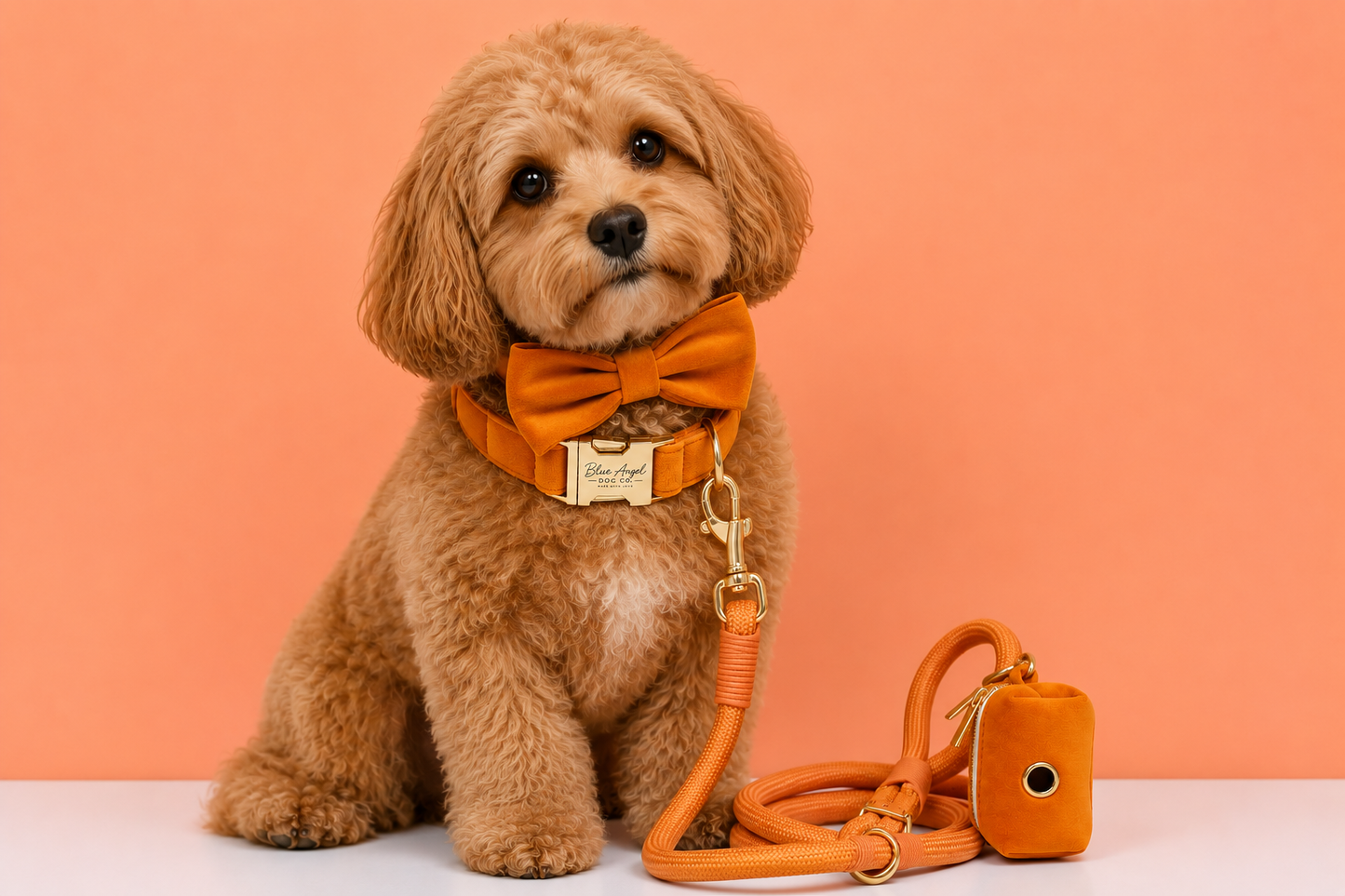 Velvet Collar & Leash Set with Bow Tie